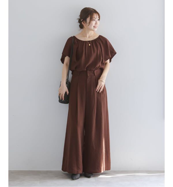 NOBLE「《予約・セットアップ対応》【洗える】ファジーリネン2WAYフリルブラウス」|シャツ・ブラウス|