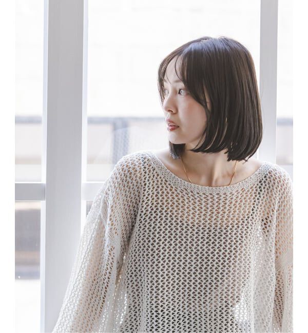 NOBLE「【洗える】メッシュショートプルオーバー」|ニット・セーター|
