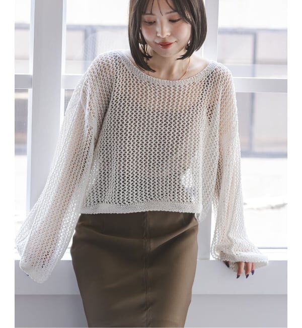NOBLE「【洗える】メッシュショートプルオーバー」|ニット・セーター|