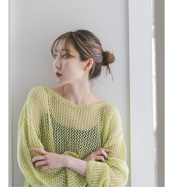 NOBLE「【洗える】メッシュショートプルオーバー」|ニット・セーター|