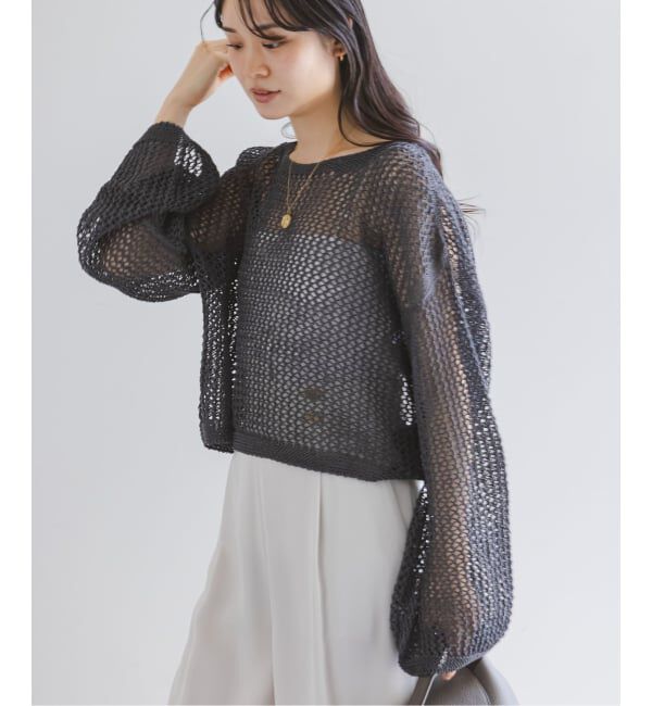 NOBLE「【洗える】メッシュショートプルオーバー」|ニット・セーター|