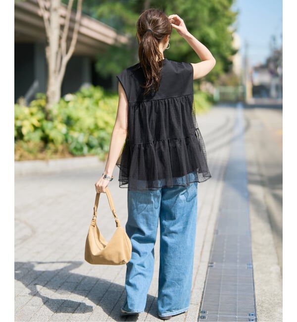Spick and Span「《一部店舗+WEB限定》ドットチュールティアードTシャツ」|Tシャツ・カットソー|