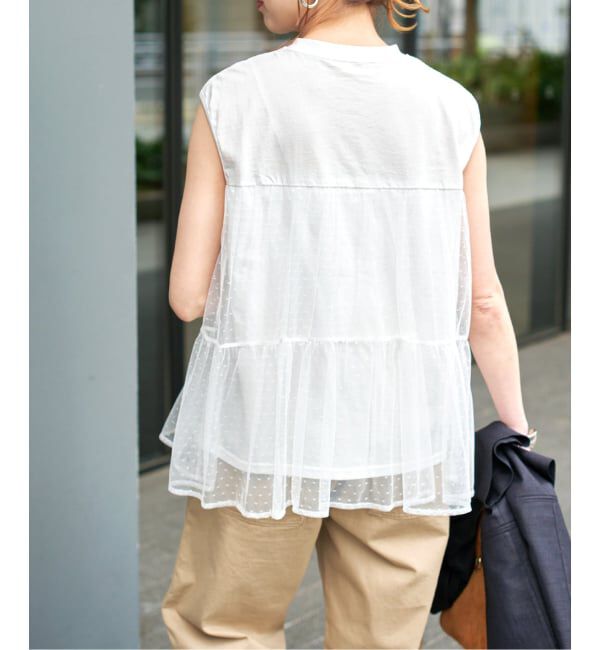 Spick and Span「《一部店舗+WEB限定》ドットチュールティアードTシャツ」|Tシャツ・カットソー|