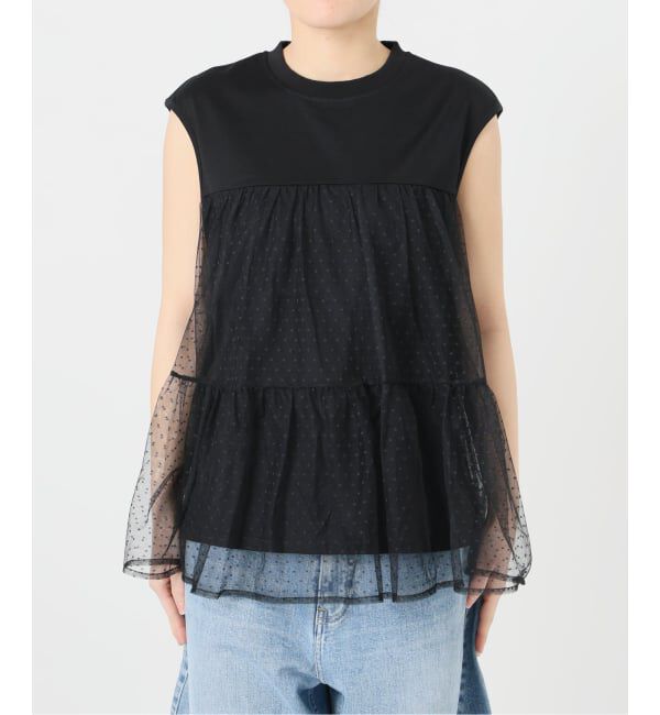 Spick and Span「《一部店舗+WEB限定》ドットチュールティアードTシャツ」|Tシャツ・カットソー|