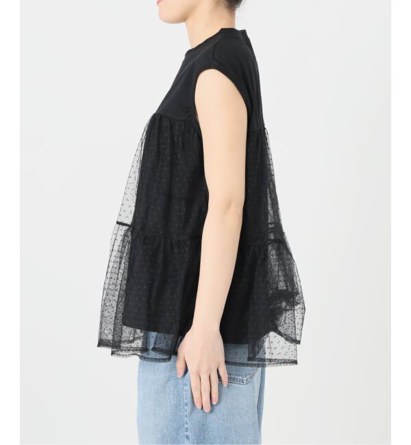 Spick and Span「《一部店舗+WEB限定》ドットチュールティアードTシャツ」|Tシャツ・カットソー|