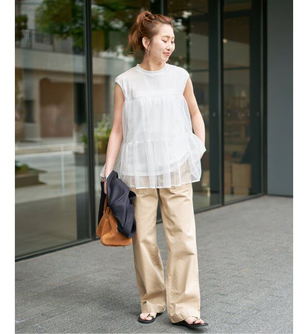 Spick and Span「《一部店舗+WEB限定》ドットチュールティアードTシャツ」|Tシャツ・カットソー|