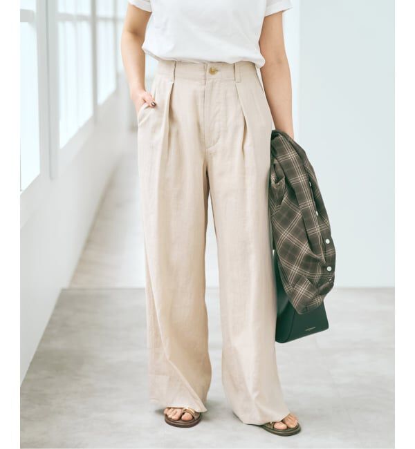 Spick and Span「《予約》ハイブリッドラミー1タックワイドPT」|スラックス|