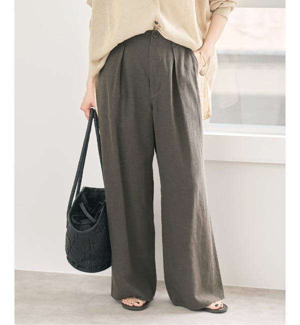 Spick and Span「《予約》ハイブリッドラミー1タックワイドPT」|スラックス|ブラウン B