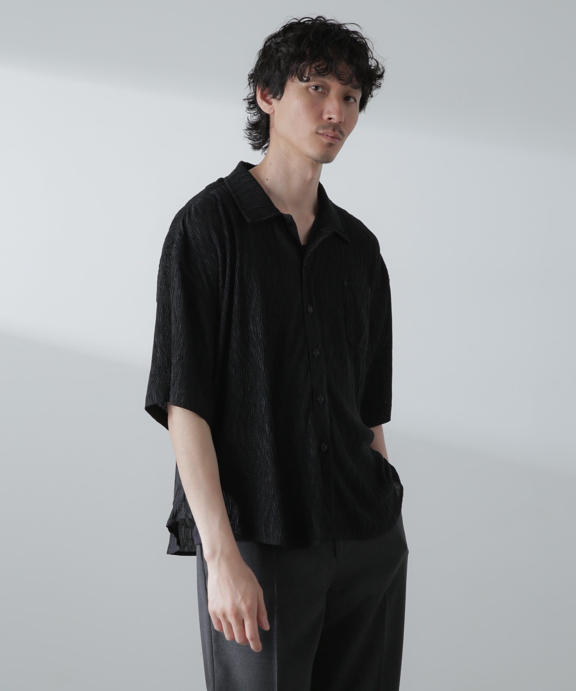 nano･universe「NORMANBROS別注スラッシュポケット楊柳シャツ 半袖」|シャツ・ブラウス|