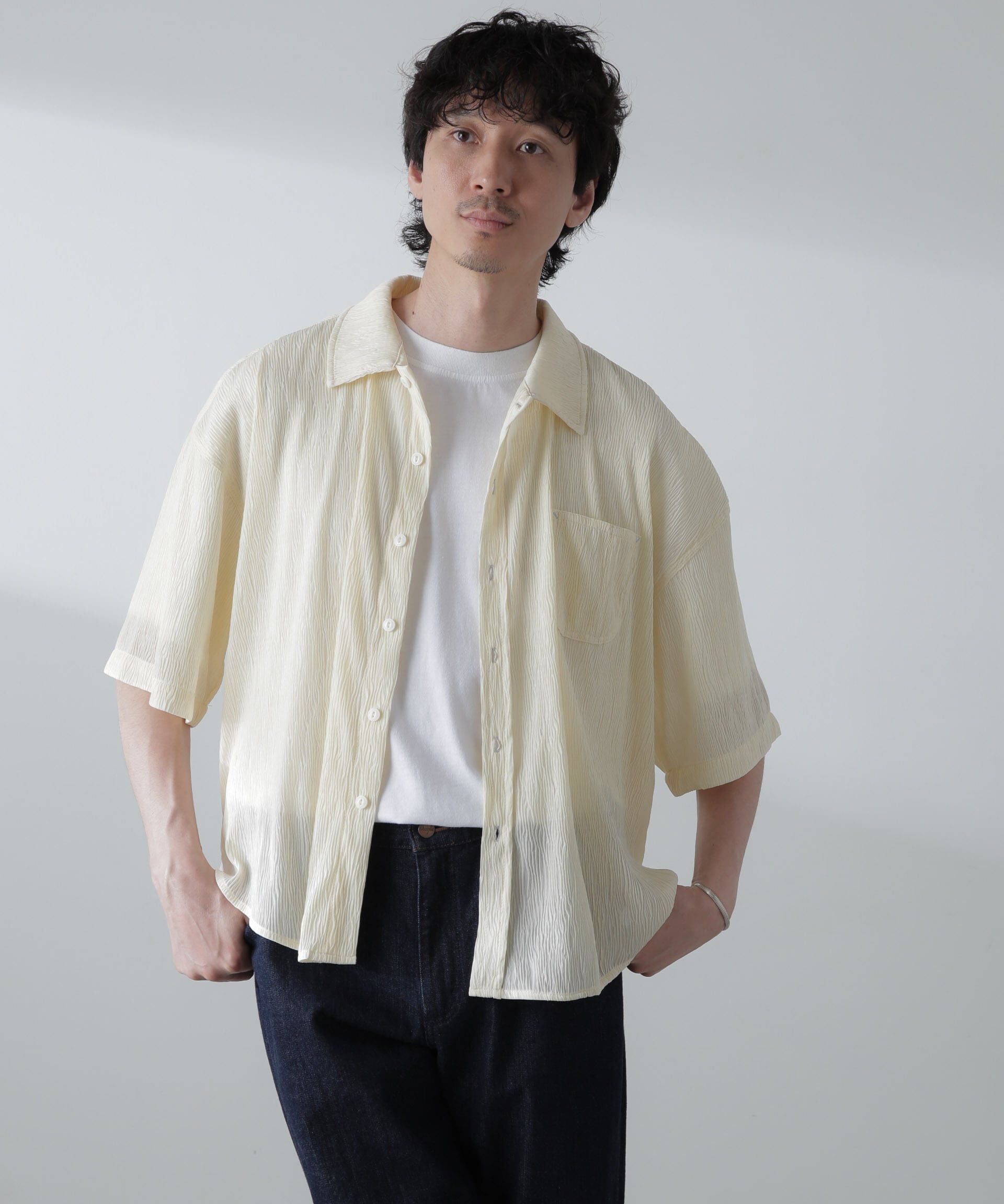 nano･universe「NORMANBROS別注スラッシュポケット楊柳シャツ 半袖」|シャツ・ブラウス|