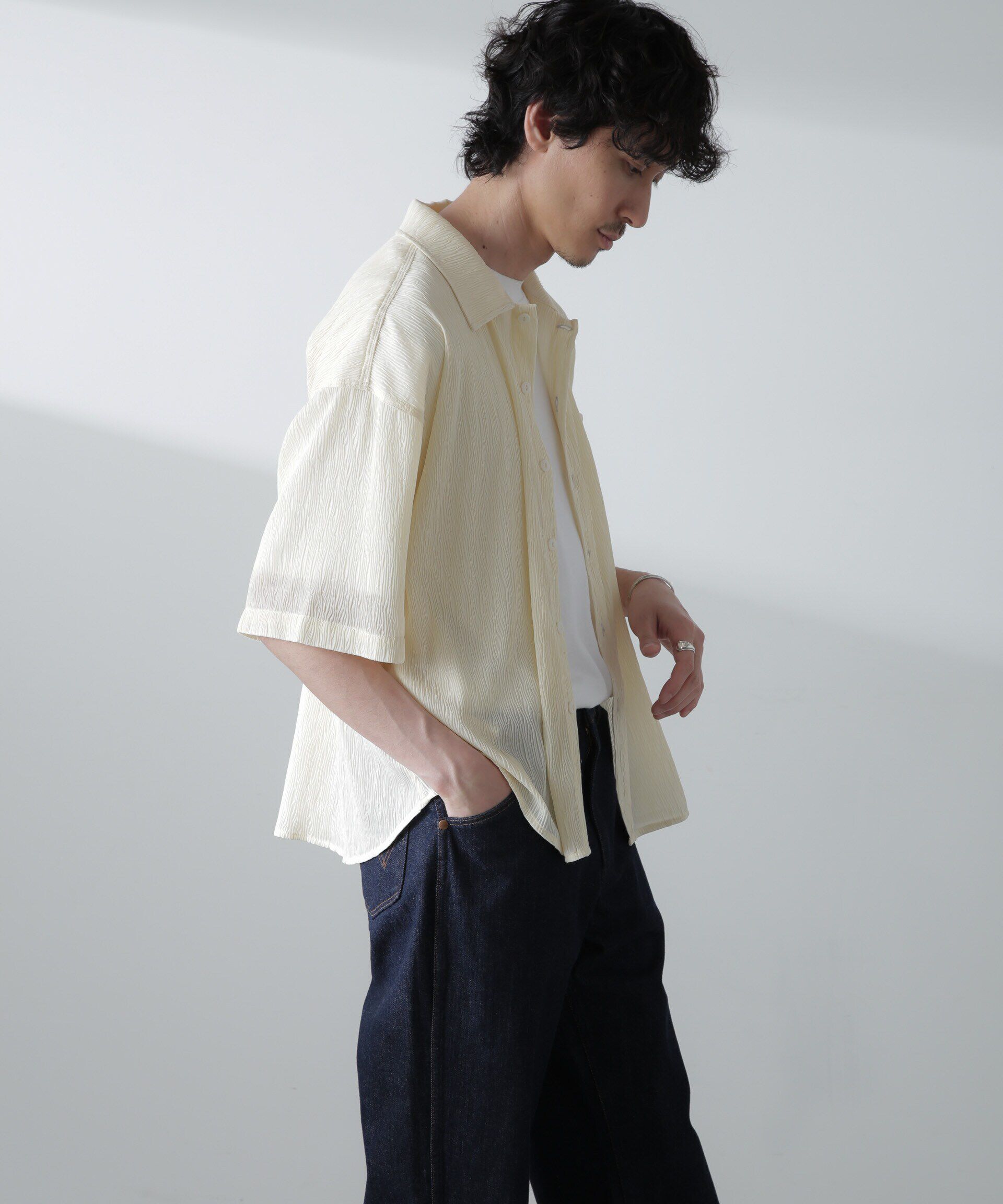 nano･universe「NORMANBROS別注スラッシュポケット楊柳シャツ 半袖」|シャツ・ブラウス|