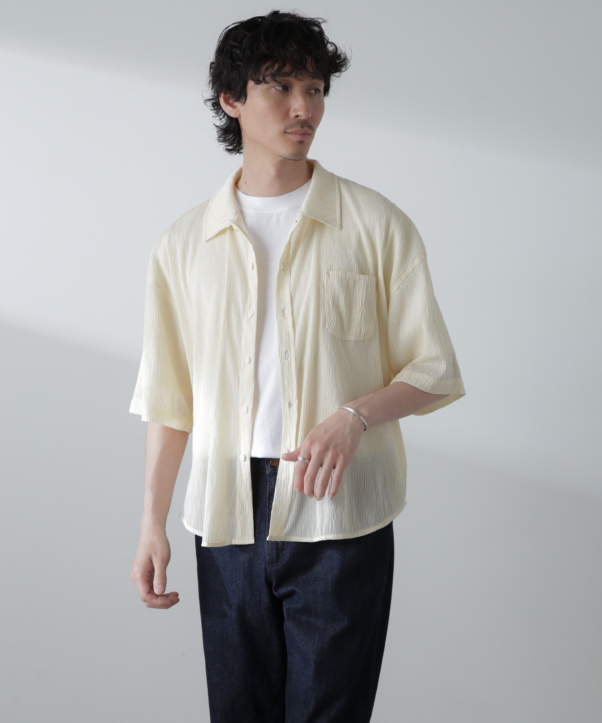 nano･universe「NORMANBROS別注スラッシュポケット楊柳シャツ 半袖」|シャツ・ブラウス|