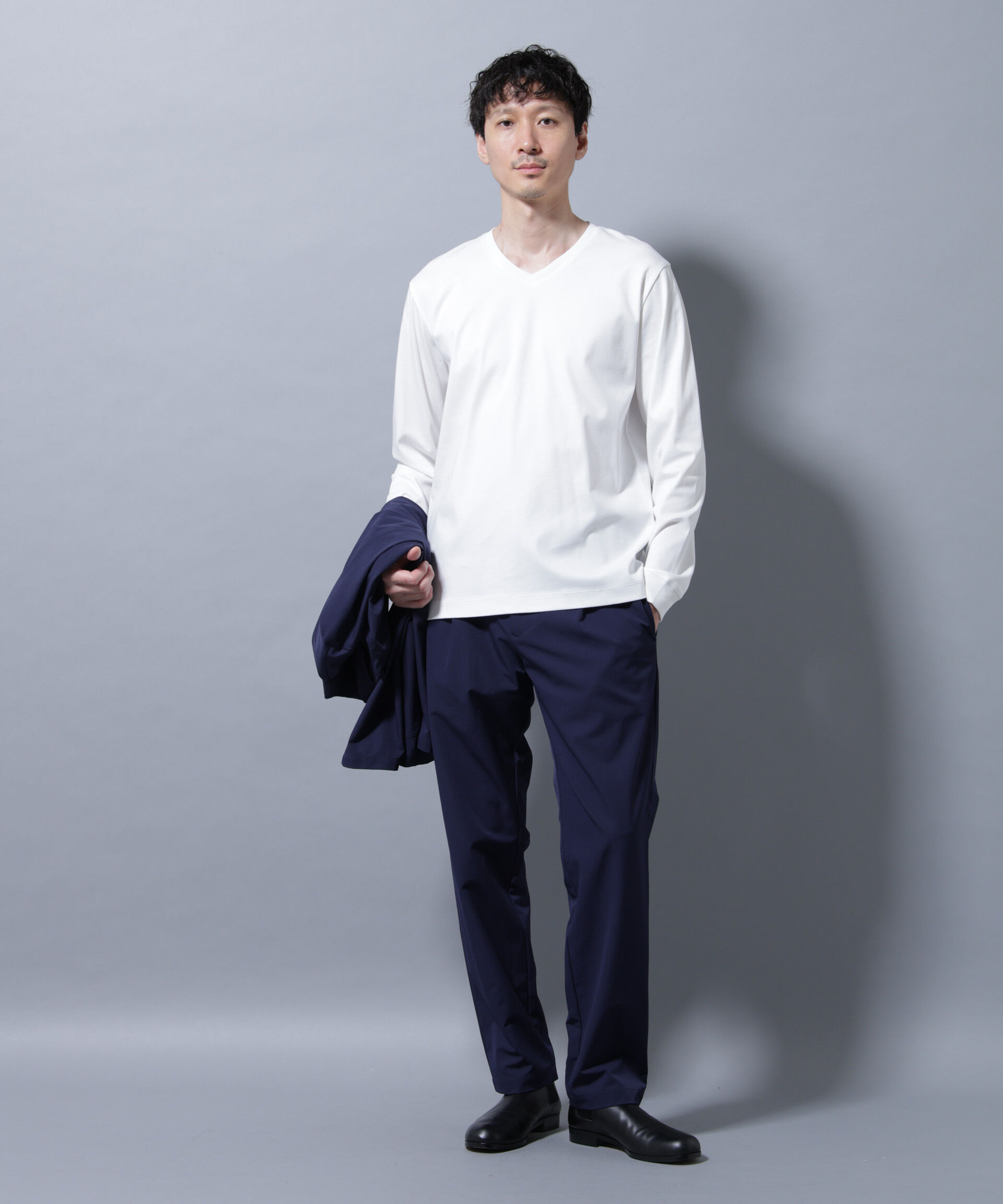nano･universe「アンチスメルVネックTシャツ 長袖」|Tシャツ・カットソー|