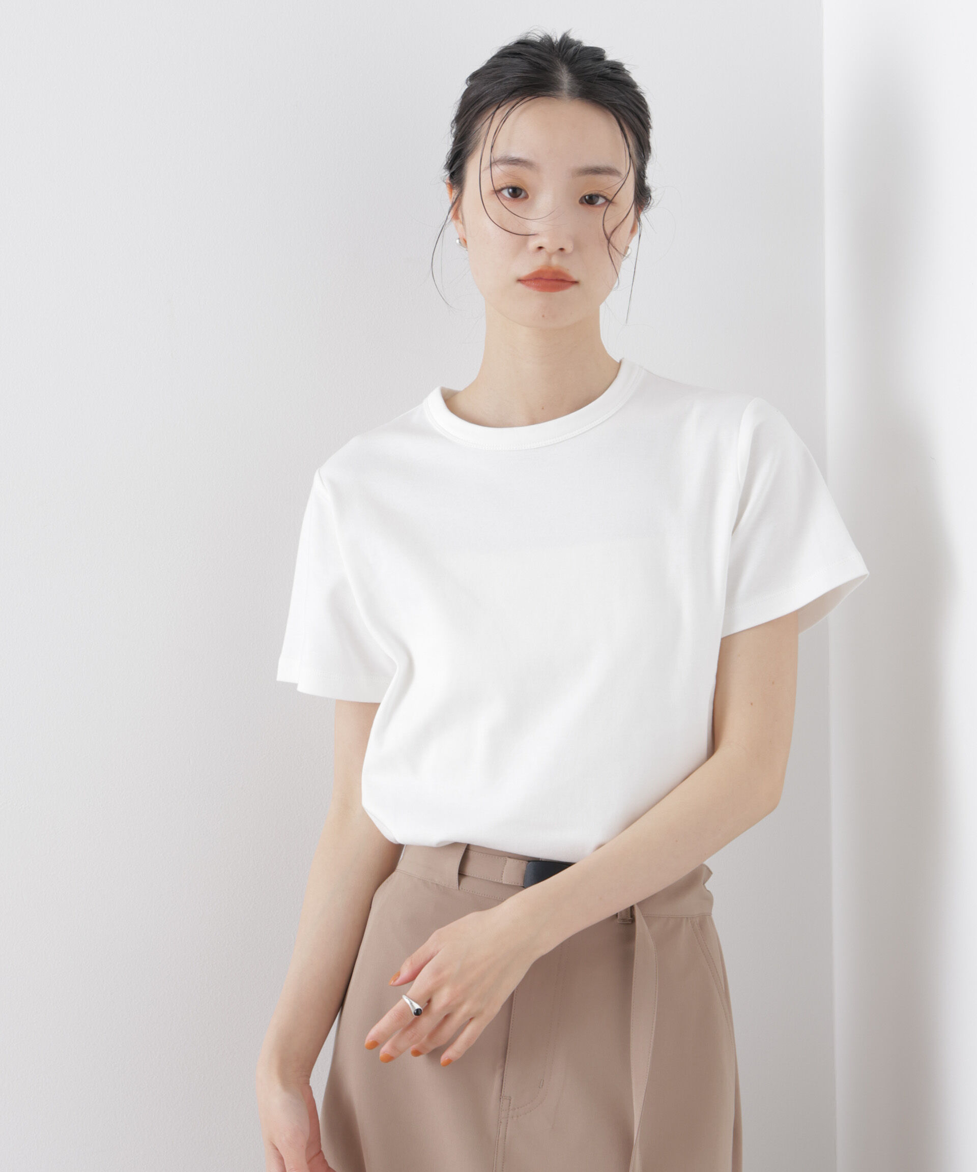 nano･universe「Repur加工 スムースシルケットクルーネックTシャツ」|Tシャツ・カットソー|