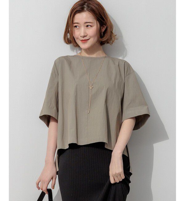 23区「【SLOW/一部店舗限定】コットンナイロンタイプライター T ブラウス」|シャツ・ブラウス|カーキ