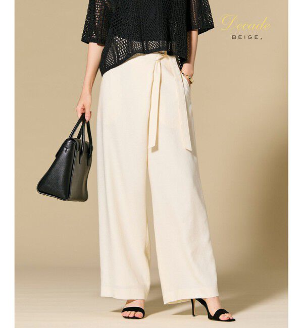 BEIGE,「CAROLE / リネンライクラップワイドパンツ」|その他|Ecru