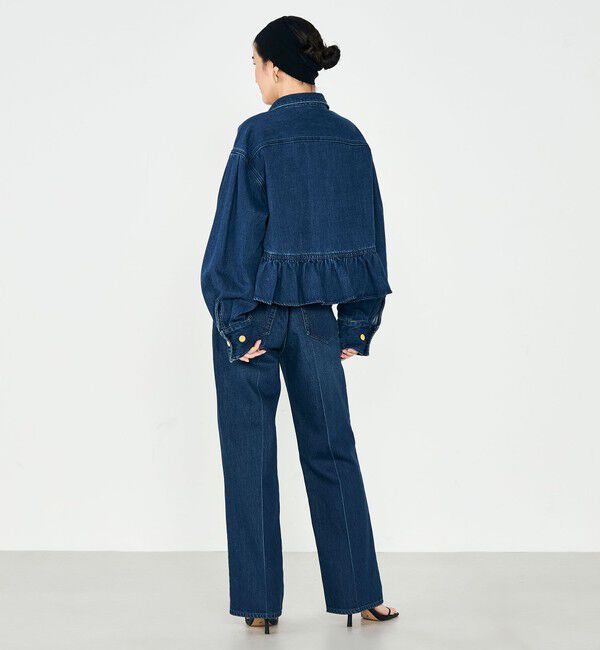 Rie Miller「【RM denim】裾フリルショート丈Gジャン」|ブルゾン・スタジャン|