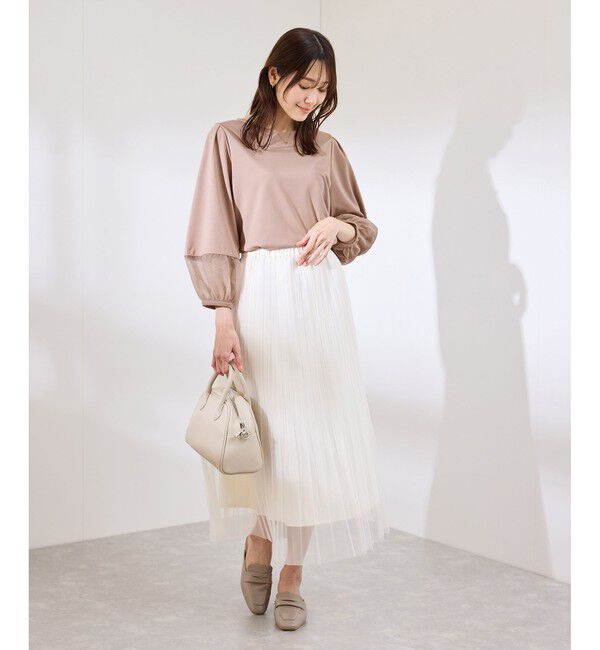Rope&rsquo;Picnic「【WEB限定カラー:ネイビー,ピンク】袖シアーカットトップス」|Tシャツ・カットソー|