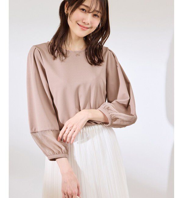 Rope&rsquo;Picnic「【WEB限定カラー:ネイビー,ピンク】袖シアーカットトップス」|Tシャツ・カットソー|