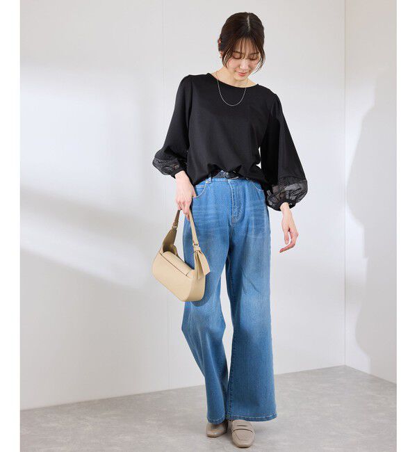 Rope&rsquo;Picnic「【WEB限定カラー:ネイビー,ピンク】袖シアーカットトップス」|Tシャツ・カットソー|