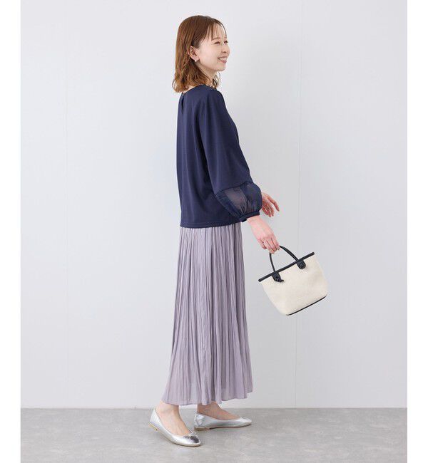 Rope&rsquo;Picnic「【WEB限定カラー:ネイビー,ピンク】袖シアーカットトップス」|Tシャツ・カットソー|