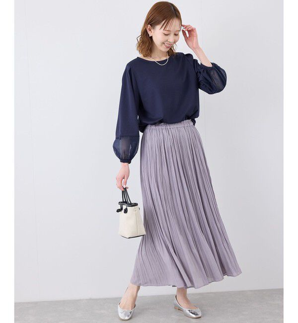Rope&rsquo;Picnic「【WEB限定カラー:ネイビー,ピンク】袖シアーカットトップス」|Tシャツ・カットソー|