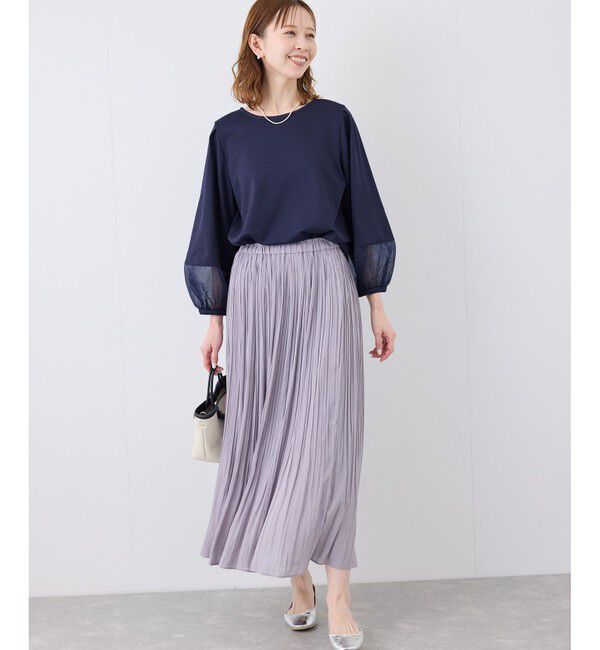 Rope&rsquo;Picnic「【WEB限定カラー:ネイビー,ピンク】袖シアーカットトップス」|Tシャツ・カットソー|