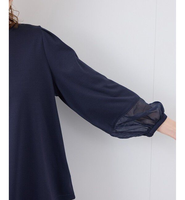 Rope&rsquo;Picnic「【WEB限定カラー:ネイビー,ピンク】袖シアーカットトップス」|Tシャツ・カットソー|
