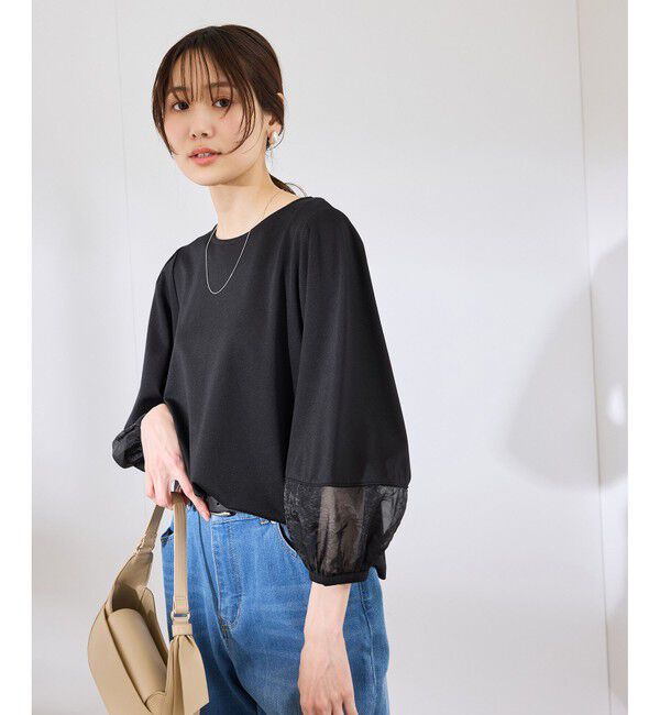 Rope&rsquo;Picnic「【WEB限定カラー:ネイビー,ピンク】袖シアーカットトップス」|Tシャツ・カットソー|