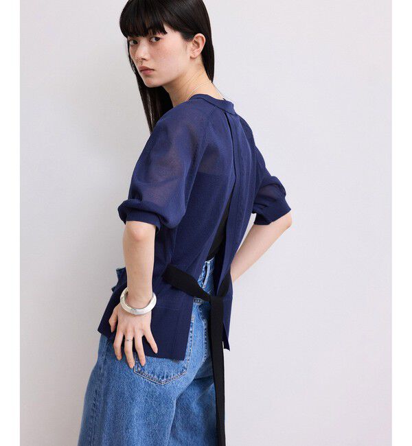 ADAM ET ROPE'「【WEB限定】バックスリットベルテッドカーディガン」|カーディガン|