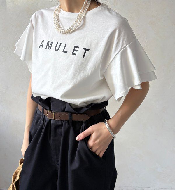  「【WEB限定】袖フリルロゴTEE」|Tシャツ・カットソー|オフホワイト