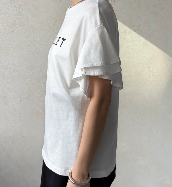  「【WEB限定】袖フリルロゴTEE」|Tシャツ・カットソー|