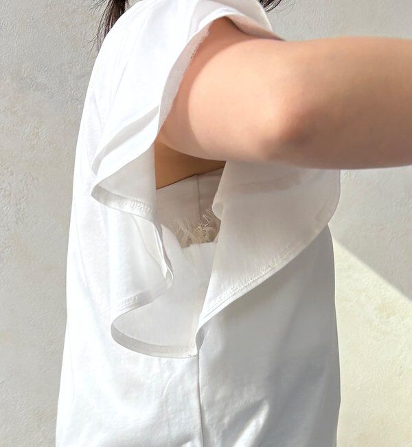  「【WEB限定】袖フリルロゴTEE」|Tシャツ・カットソー|