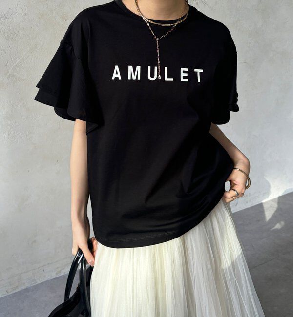 「【WEB限定】袖フリルロゴTEE」|Tシャツ・カットソー|ブラック