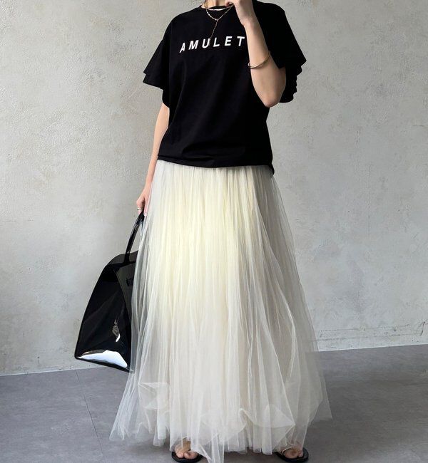  「【WEB限定】袖フリルロゴTEE」|Tシャツ・カットソー|