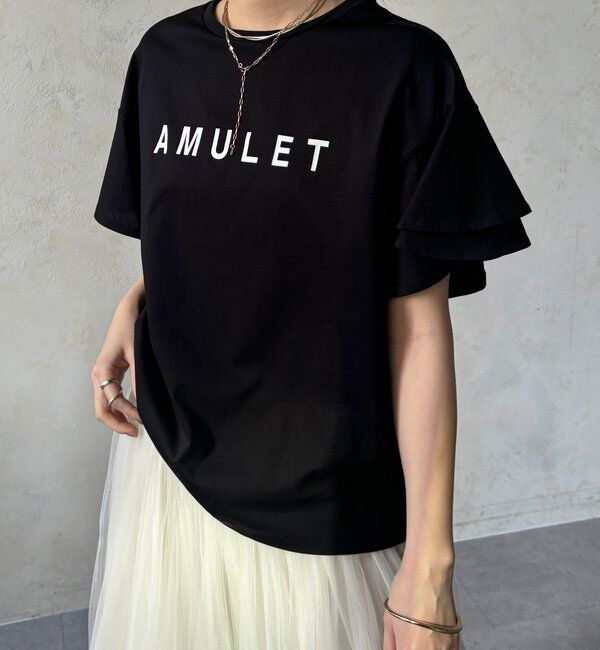  「【WEB限定】袖フリルロゴTEE」|Tシャツ・カットソー|