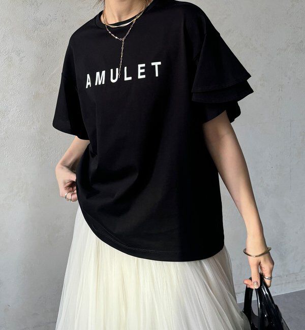  「【WEB限定】袖フリルロゴTEE」|Tシャツ・カットソー|
