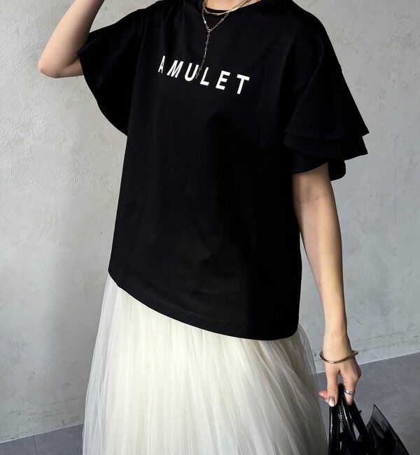  「【WEB限定】袖フリルロゴTEE」|Tシャツ・カットソー|