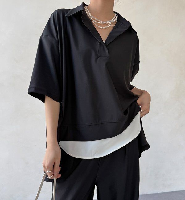  「【WEB限定】6分袖スキッパーシャツ＋ワイドパンツ」|スーツ|