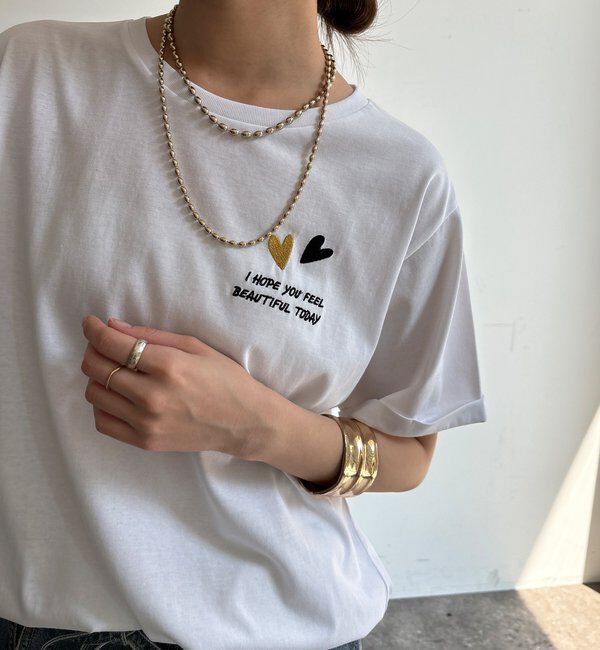  「【WEB限定】ハート&times;ロゴ刺繍TEE」|Tシャツ・カットソー|