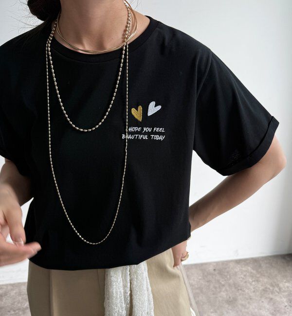  「【WEB限定】ハート&times;ロゴ刺繍TEE」|Tシャツ・カットソー|
