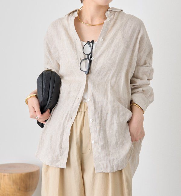  「予約【名品/サイズ展開あり】リネンワイドシャツ」|シャツ・ブラウス|