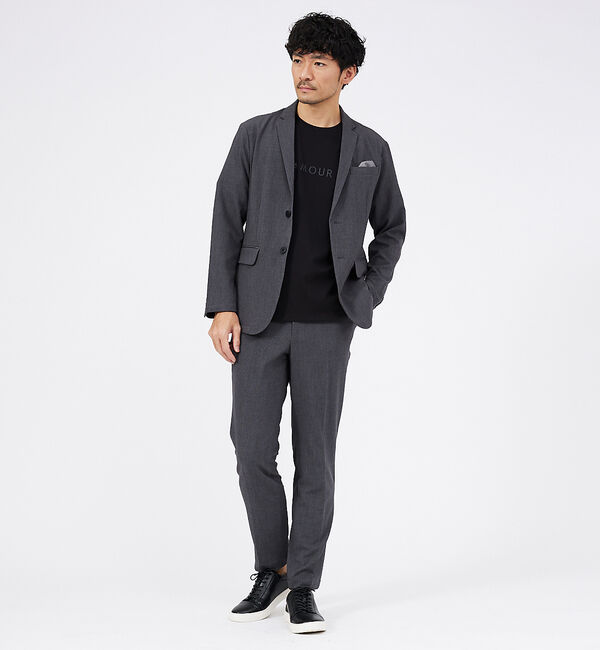ABAHOUSE「【上下2点セット/セットアップ対応】シルキータッチ ウォッシャブル セットアップ」|スーツ|チャコールグレー