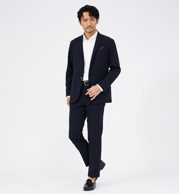 ABAHOUSE「【上下2点セット/セットアップ対応】シルキータッチ ウォッシャブル セットアップ」|スーツ|ネイビー