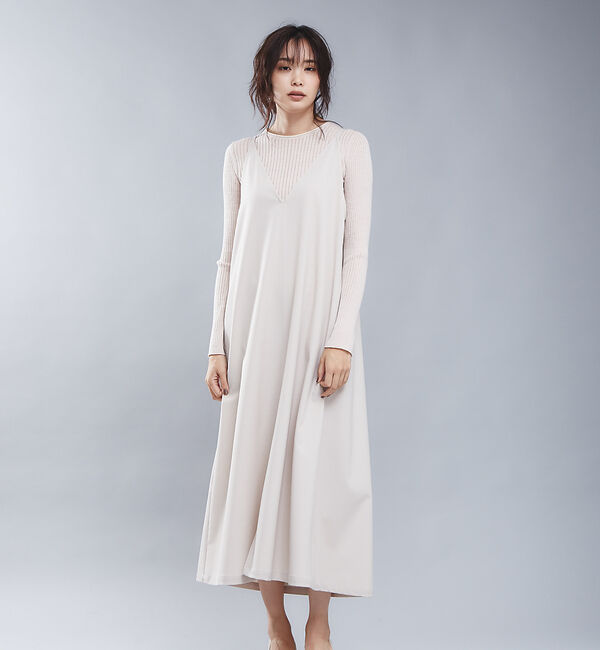 qualite「ウールギャバ2WAYワンピース」|ワンピース|ベージュ
