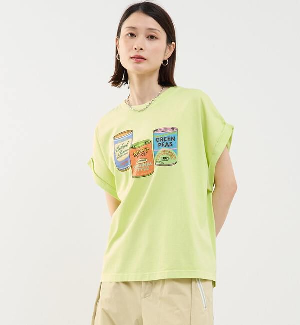 Soffitto「ヴィンテージ風プリント入りフレンチスリーブTシャツ」|Tシャツ・カットソー|ライトグリーン