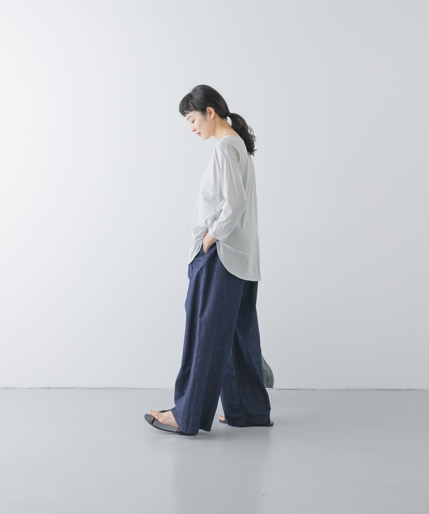 かぐれ「シフォン天竺7分袖カットソー」|Tシャツ・カットソー|