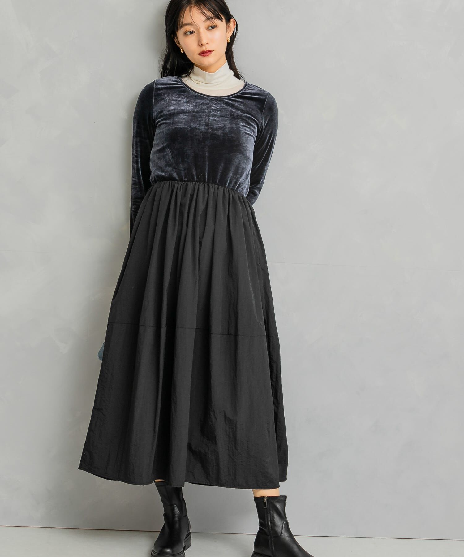 URBAN RESEARCH ROSSO「『WEB限定』ベロアドッキングワンピース」|ワンピース|
