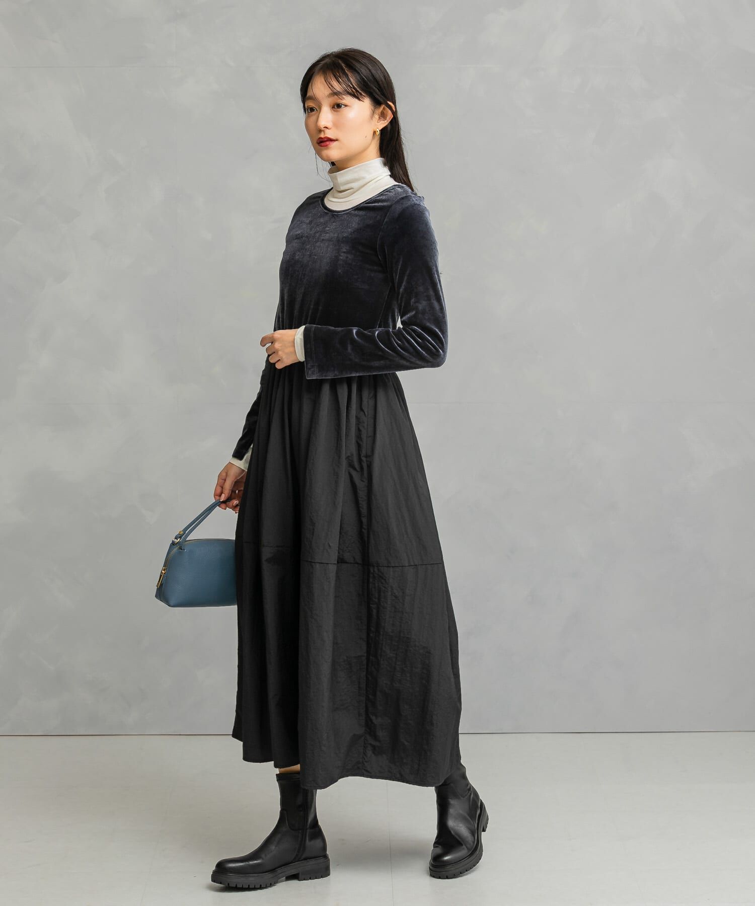 URBAN RESEARCH ROSSO「『WEB限定』ベロアドッキングワンピース」|ワンピース|