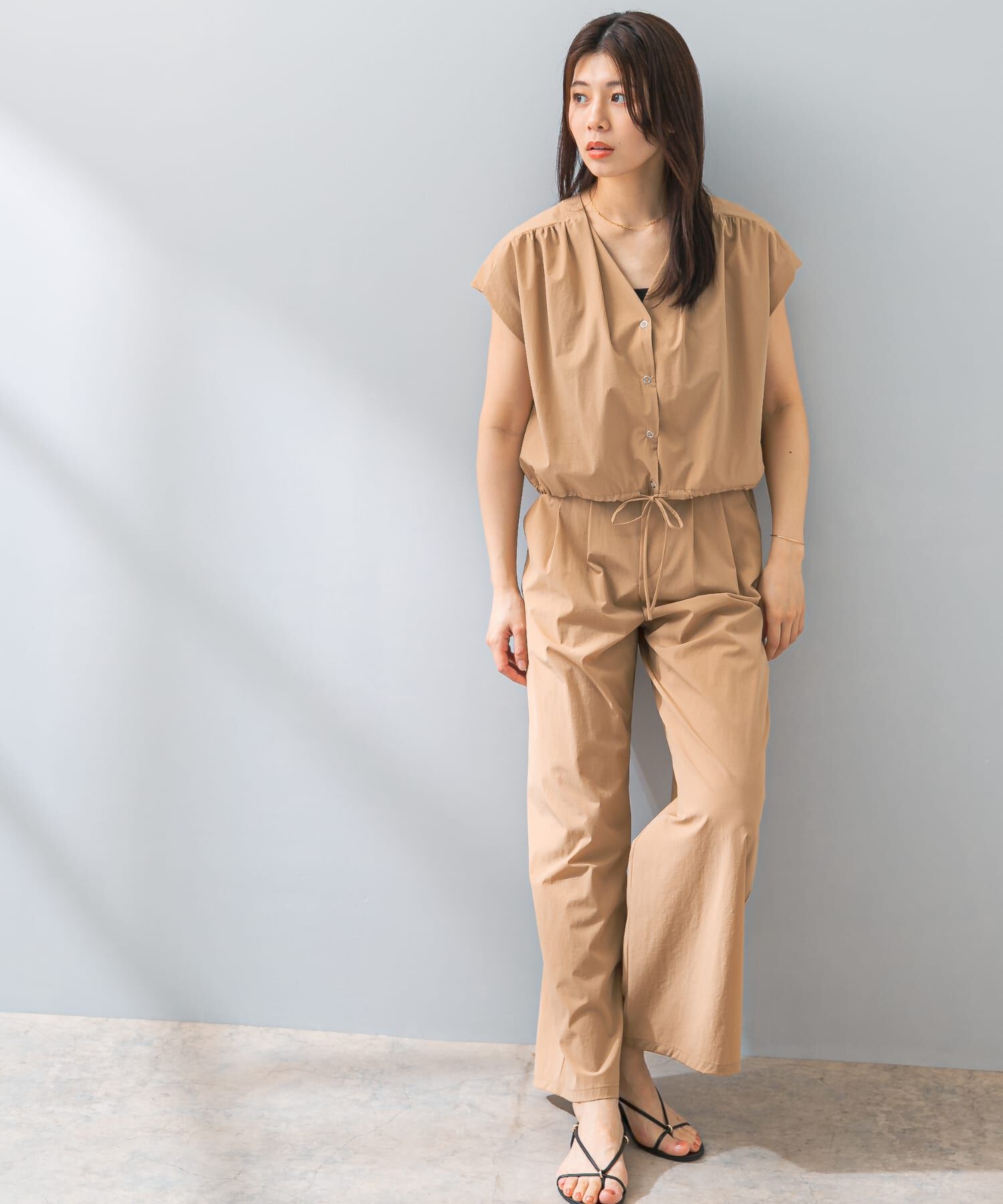 URBAN RESEARCH ROSSO「F by ROSSO　撥水クロップドブラウス+ワイドパンツ」|その他|ベージュ